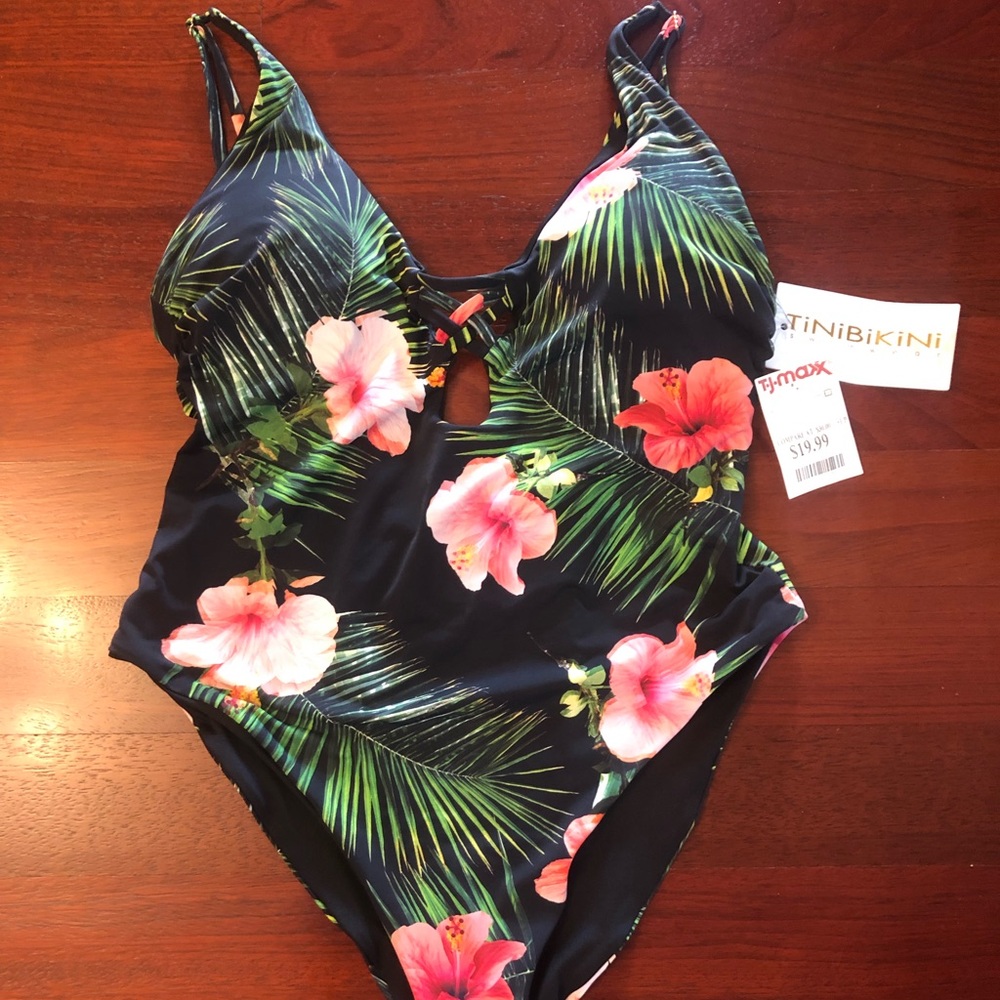 Tinibikini One piece, floral print, extra large